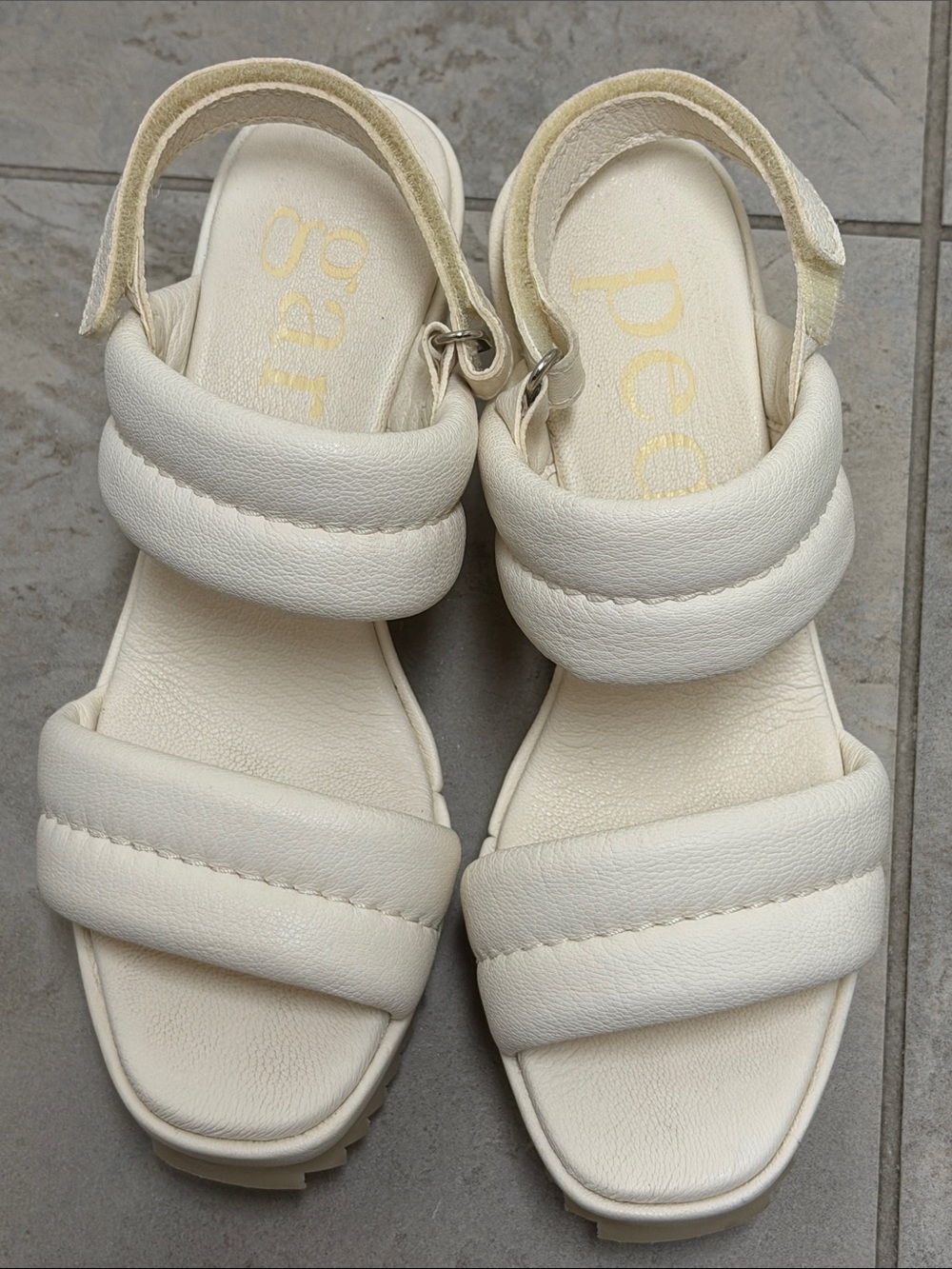 Pedro Garcia Cream Padded Double-Strap Sandals